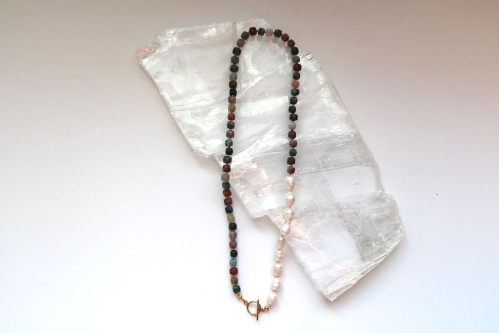 Siena - Indian Agate & Freshwater Pearl Necklace